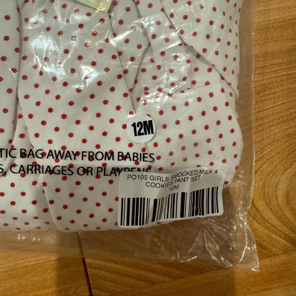 NWTLittle Bear Smocks Santa and Cookies ruffle pant set girls 12M - Picture 4 of 5